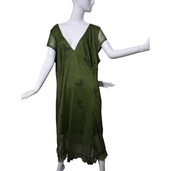 Cider Whimsical Fairycore Women size 4X Babydoll Butterfly Split Mesh Maxi Dress - Picture 12 of 12